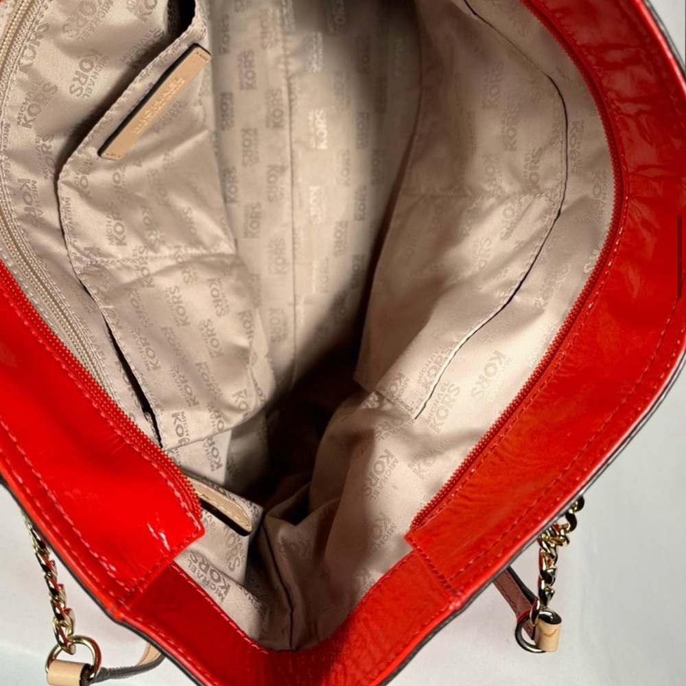Michael Kors Patent Leather Red Tote Bag - Picture 9 of 11